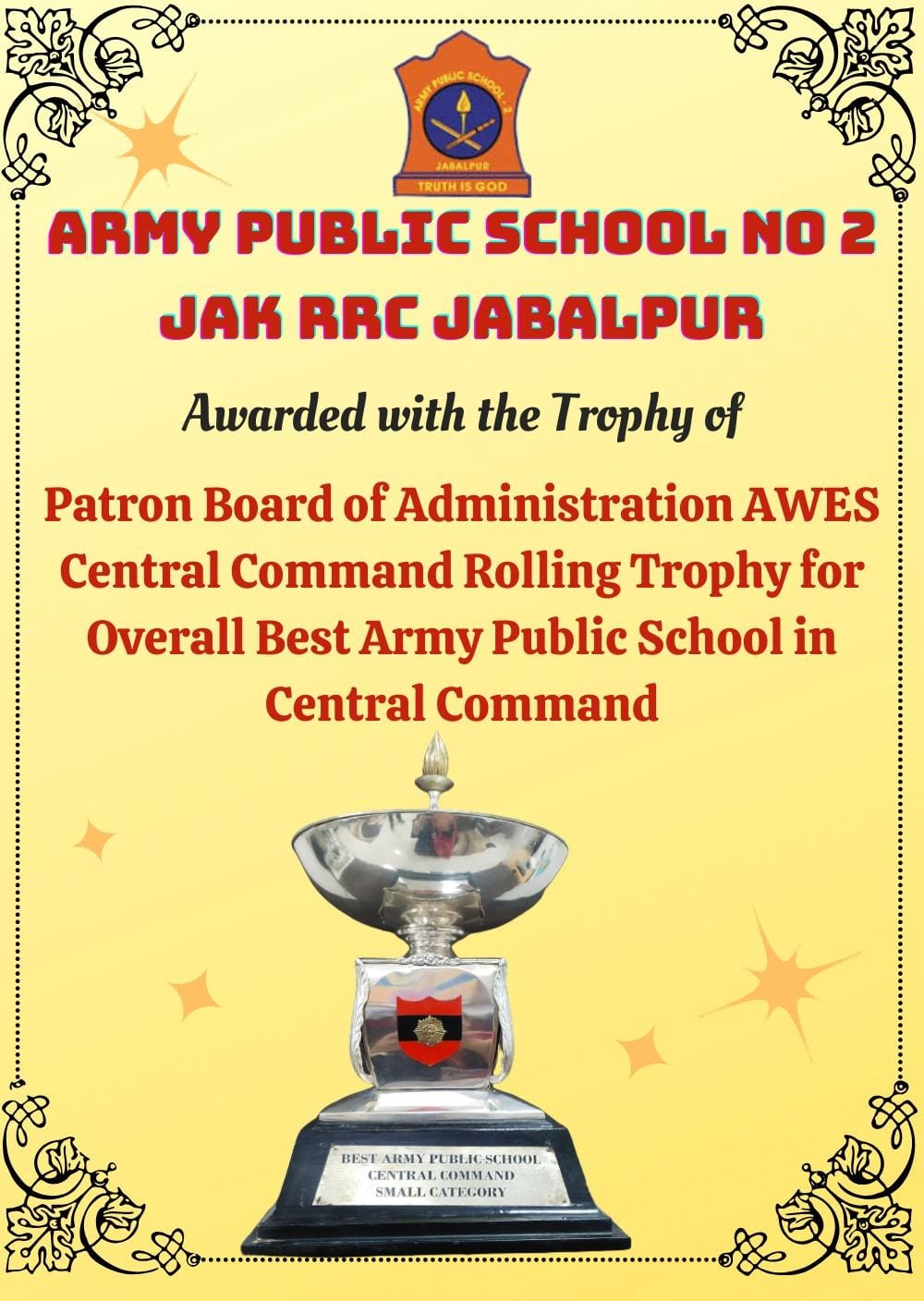 "BEST SCHOOL IN CENTRAL COMMAND-APS2 JAK RRC"