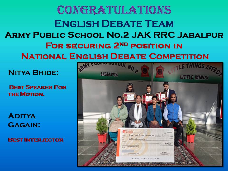 Runners-Up in National English Debate Competition